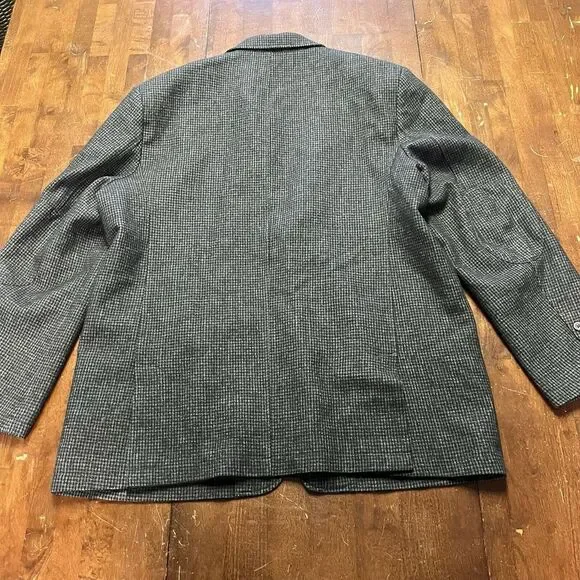 Vintage LL Bean Wool Blend 50 Tall Sport Coat Blazer Overcoat Retro Houndstooth - Picture 7 of 12
